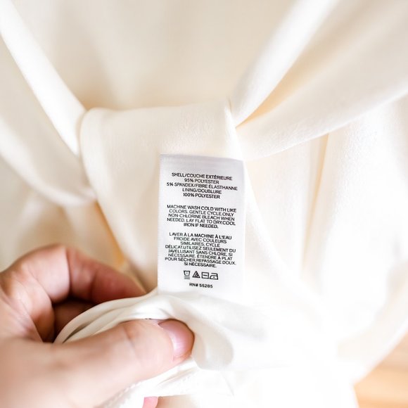 NWT Express Puff Sleeve Sheath Dress with Tie Waist in Winter White Size Medium - Picture 11 of 13